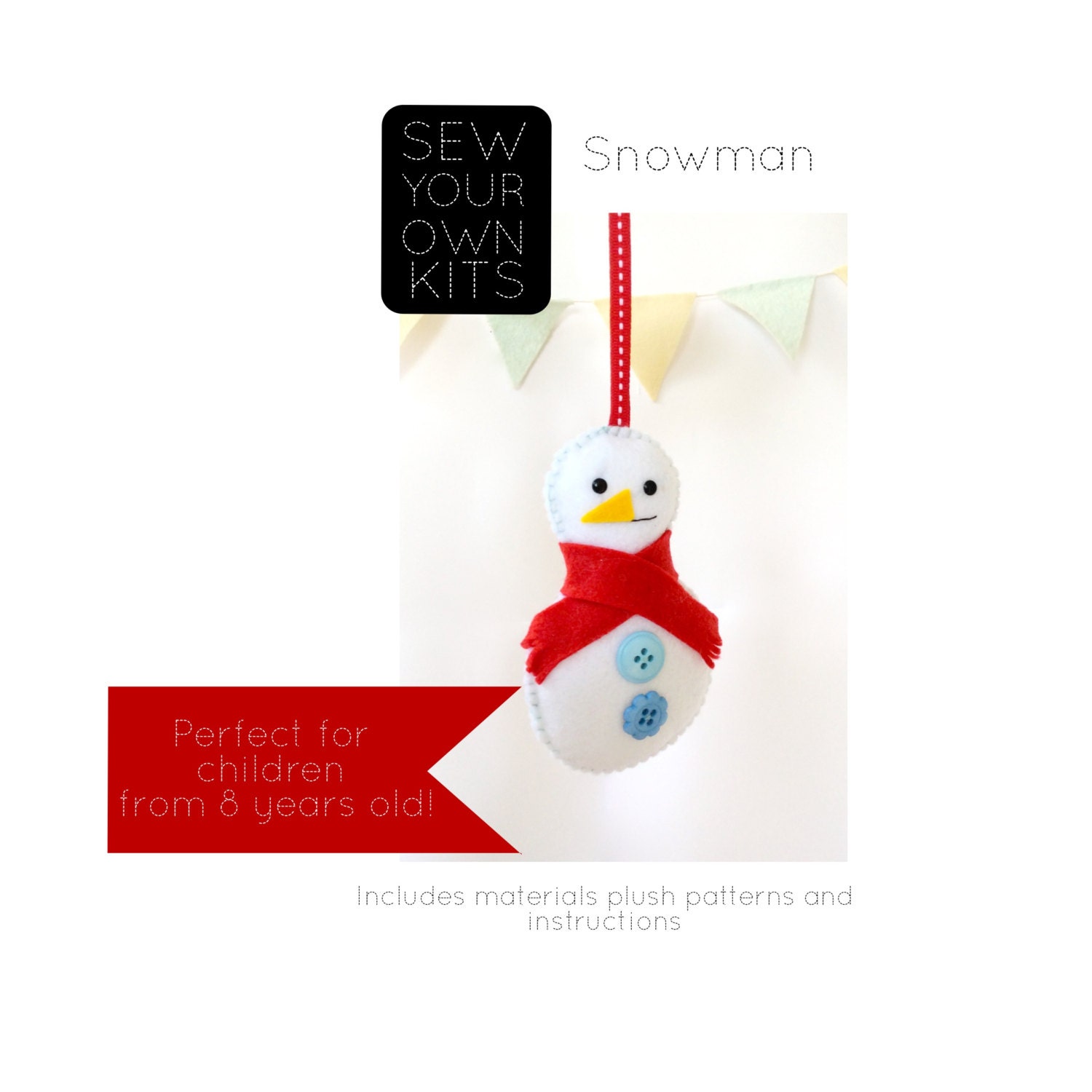 Sew you own kit - Diy kit - Snowman ornament - felt christmas ornament - tree decoration - handmade ornament - unique Christmas gift