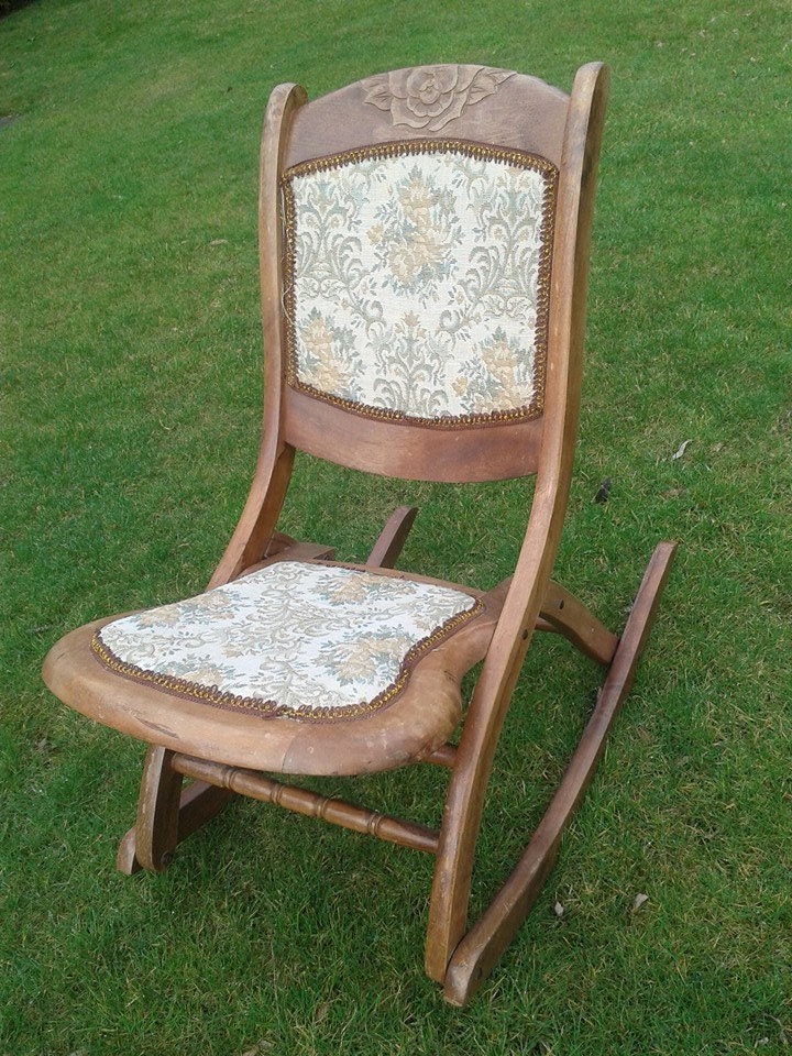 Lovely Vintage Childs Rocking Chair Great Condition Original Fabric