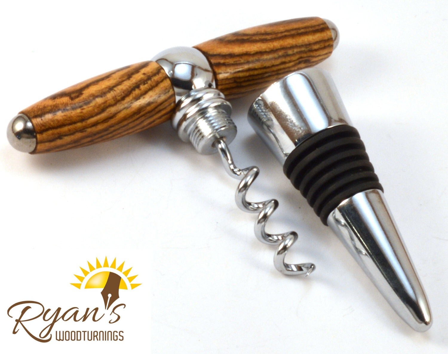 Cork Screw Wine Stopper Combo Wood Turned by RyansWoodturnings