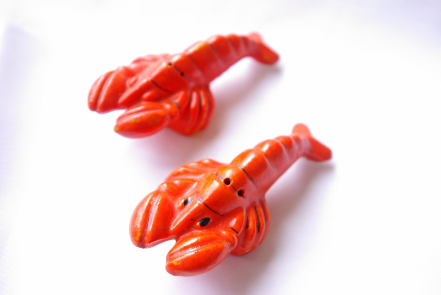 Red Lobster Salt and Pepper Shakers with Cork Stoppers Made