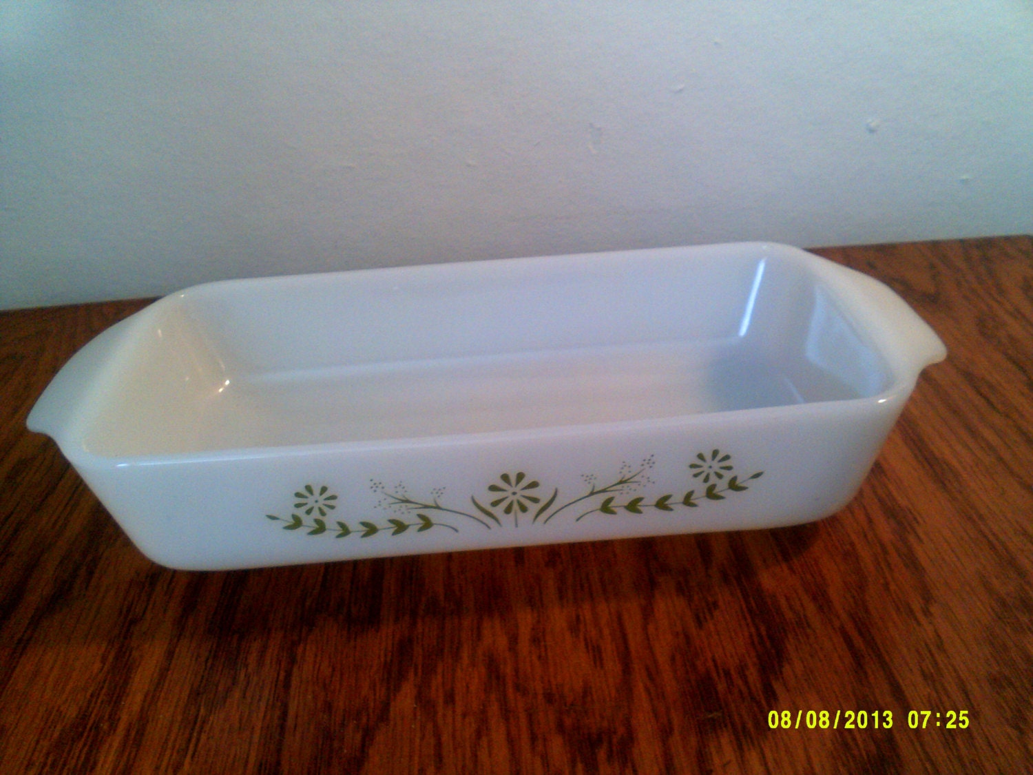 Vintage 1970s Glasbake White Glass Brownie Bake Casserole Pan with