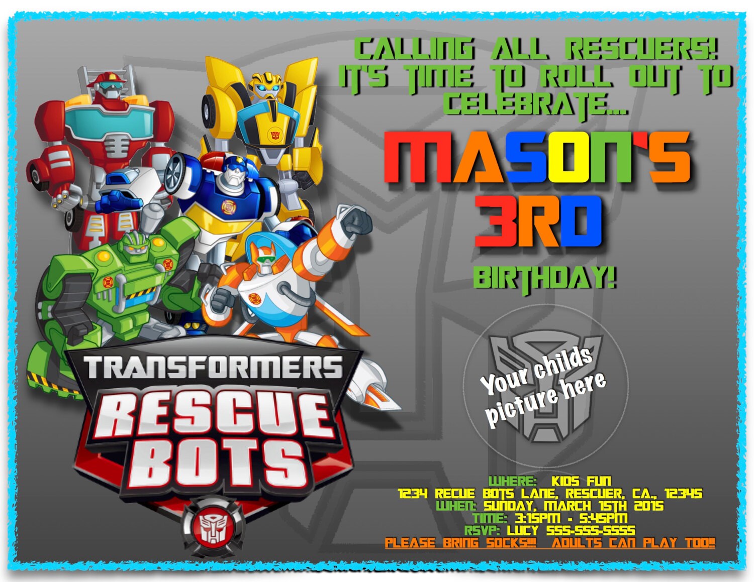 Rescue Bots Birthday Invitations