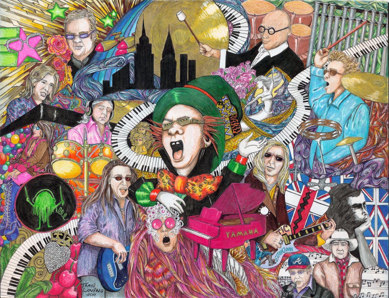 Elton John and Band collage Print. by ImagineLovingArt on Etsy