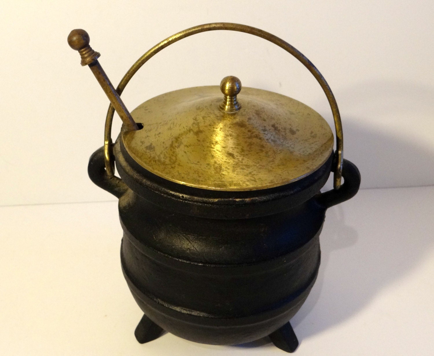 Vintage Cast Iron and Brass Fire Starter Cauldron Pot Smudge