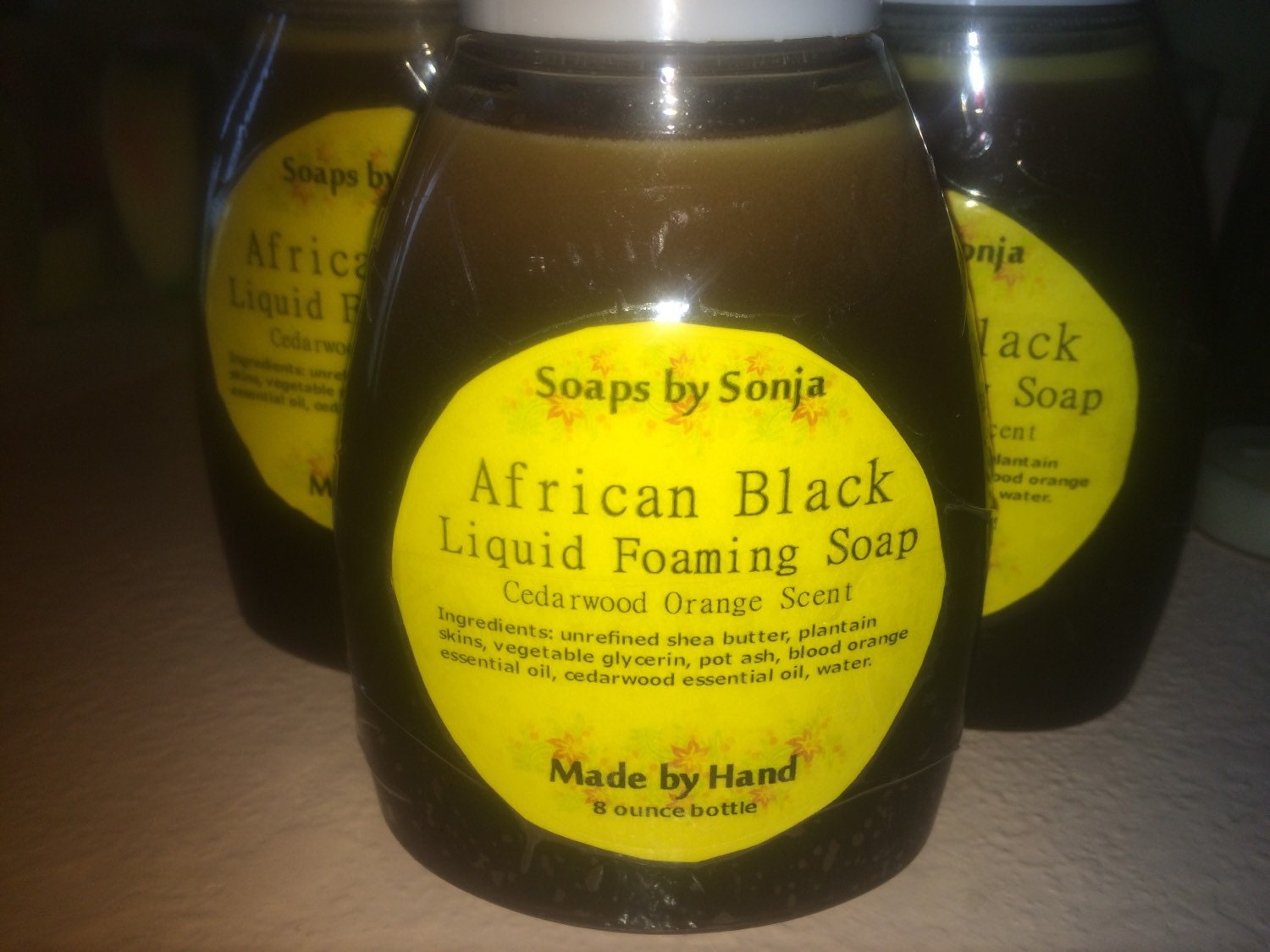 Liquid African Black Soap foaming soap cedarwood and orange