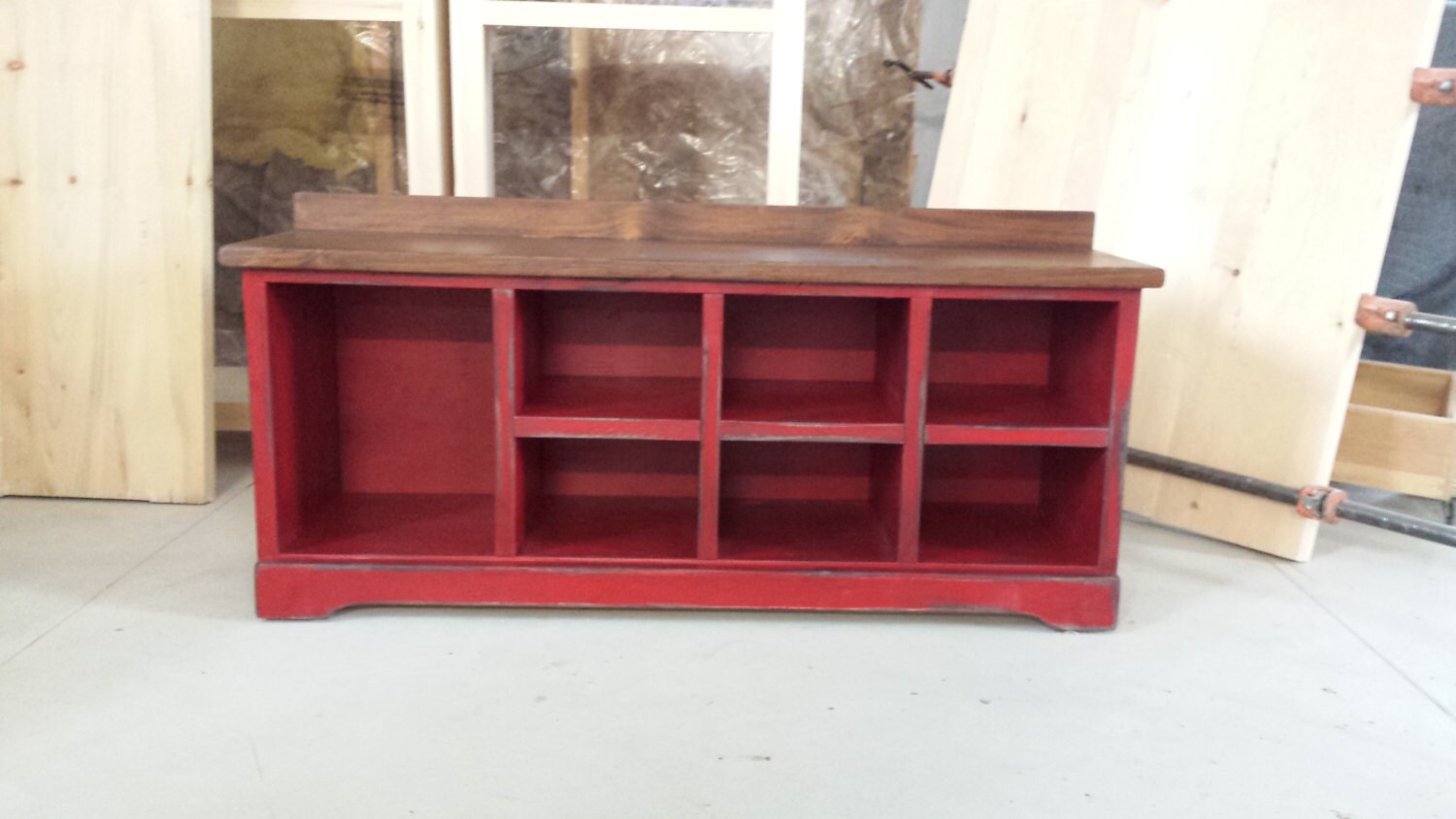48 Long Shoe Bench / Wood Cubbies Bench / by ...
