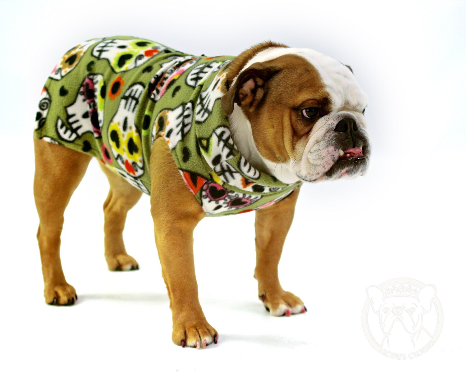 English Bulldog Sugar Skull Pullover Coat by ForRosie on Etsy