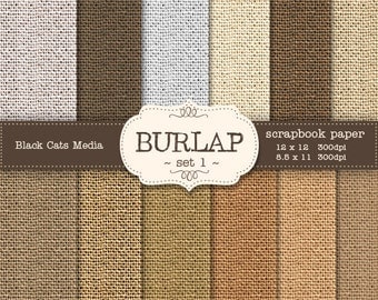 Burlap Digital Paper, Burlap Paper, Natural Burlap Earth Tones, Burlap Paper Pack, Fabric Digital Paper, burlap