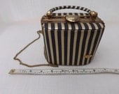 SALE JAGAR Vintage Stylish Evening Handbag Black & Gold Stripes / Japanese Case Handbag Purse