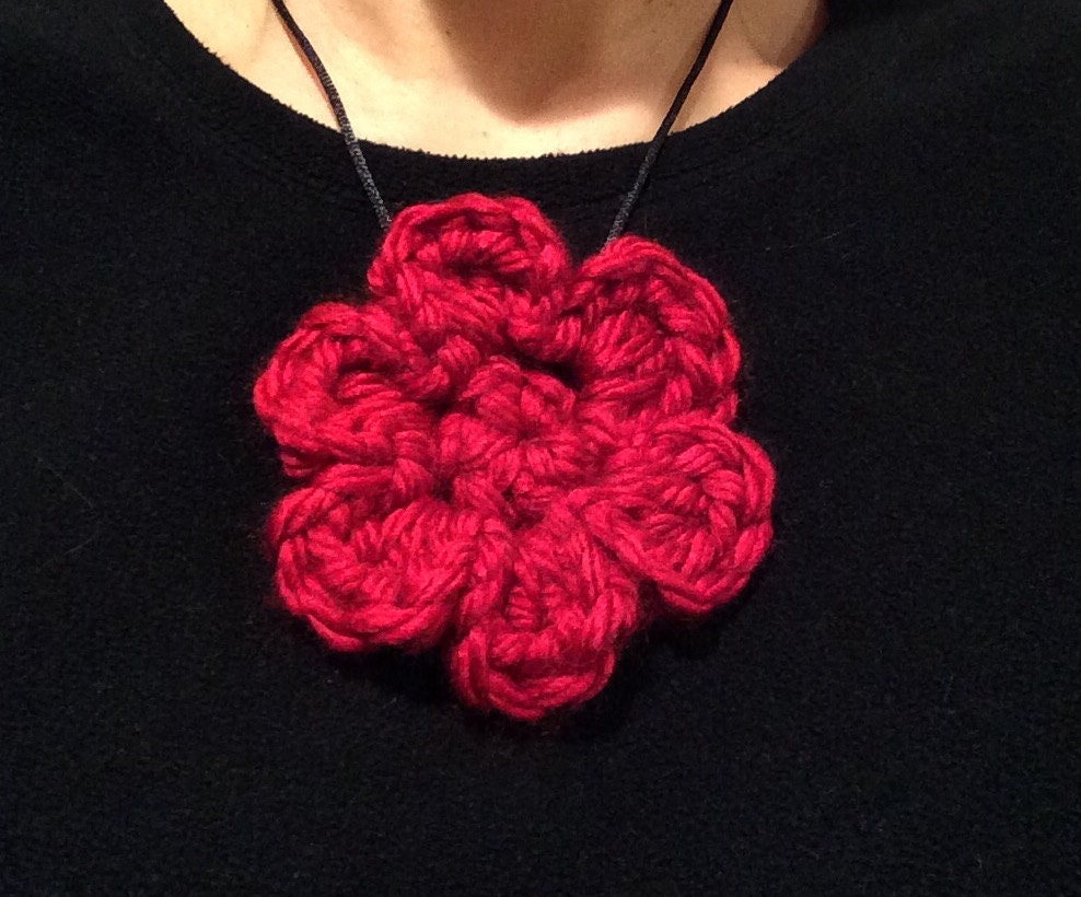 Crochet Flower Necklace Custom Crochet Flower Necklace