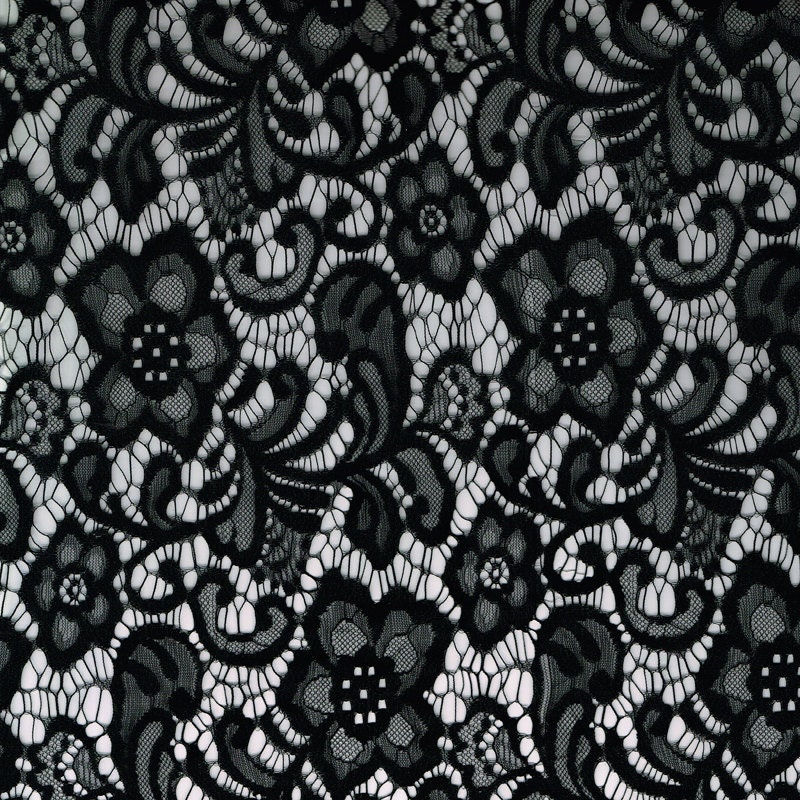 Black Wedding Floral Lace Fabric by the yard or Wholesale