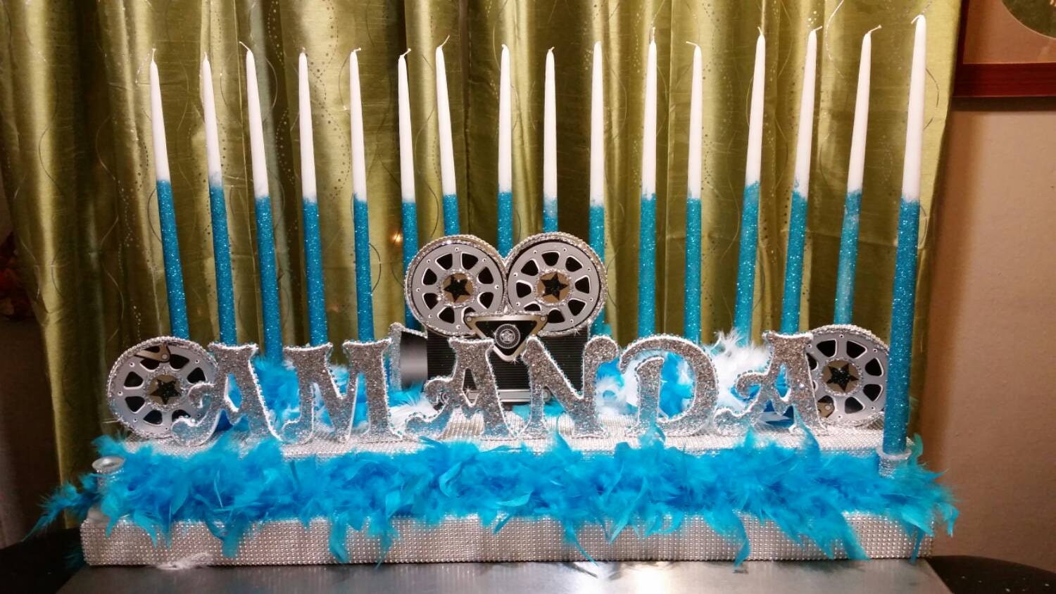 Monogram name candelabra for sweet 16 /15 lighting ceremony