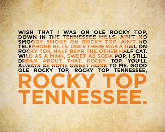 Rocky Top Lyrics Digital 10 x 8 file by RiddellDesigns on Etsy