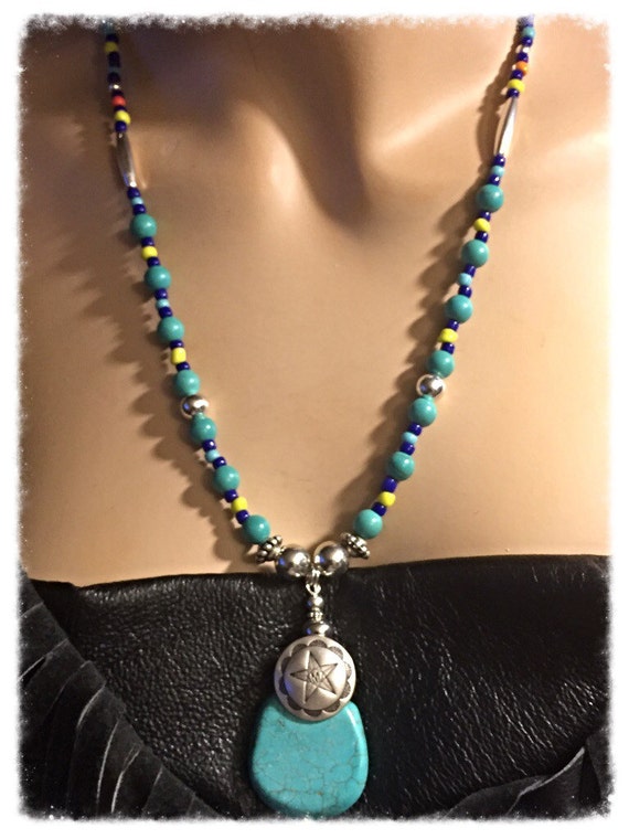 5 STAR Turquoise SOUTHWEST NECKLACE & Earrings by Wise