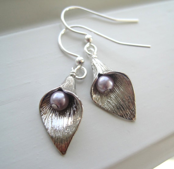 Calla Lily Earrings Calla Lilly Jewelry Lilac Purple