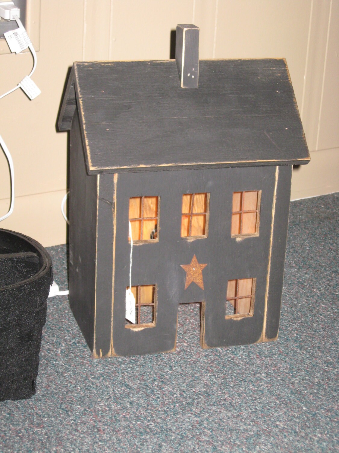 Primitive Salt Box Lighted House