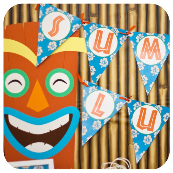 Luau Birthday Party Banner Printable Hawaiian Party Decor