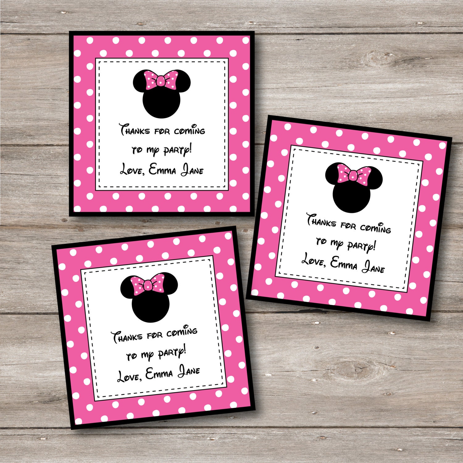 Minnie Mouse Favor Tags with Editable Text Minnie Tags with