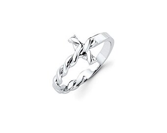 Best Seller! Silver Cross Ring, First Communion Gift, Confirmation Gift for Girl, Sideways Cross Ring, baptism gift, Graduation Gift for Her