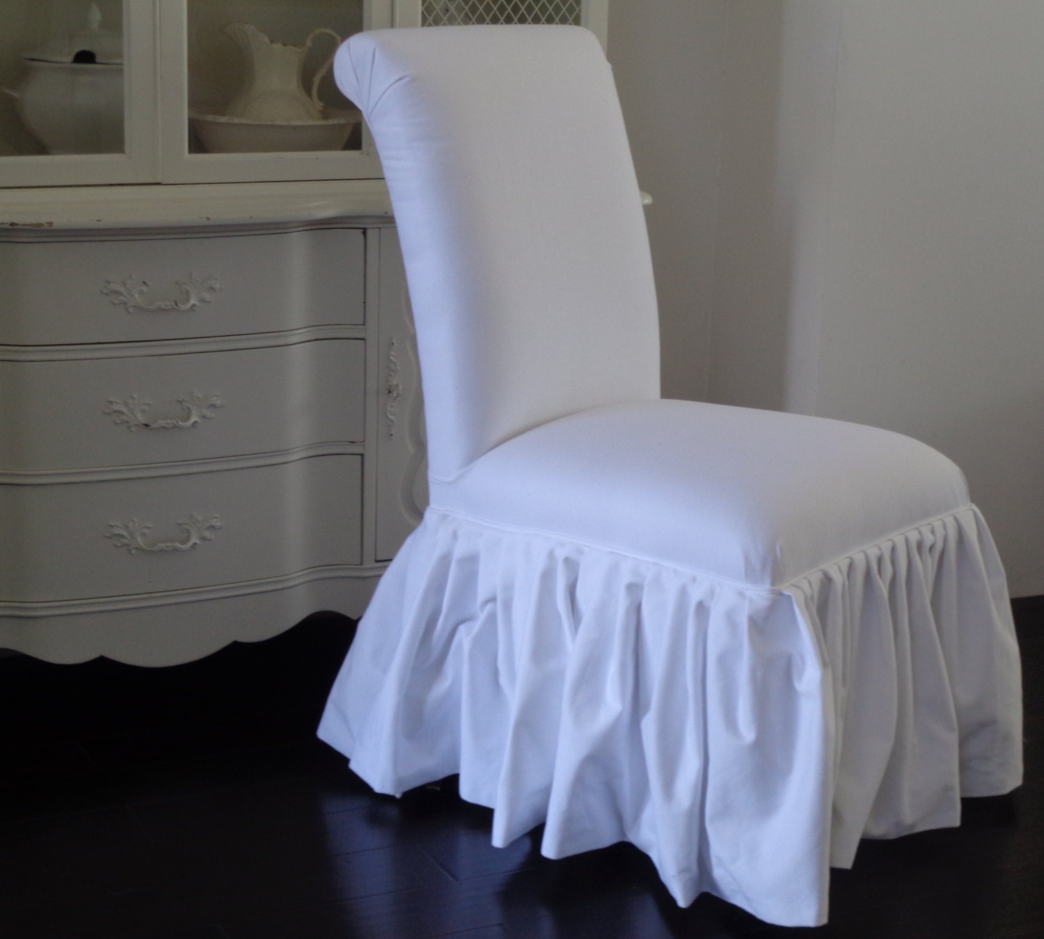 shabby chic white chair with ruffle skirt by shabby chic white chair with ruffle skirt by