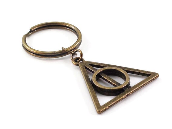 Triangle Key Chain Bronze Metal Key Ring by JewelrybyKristineB