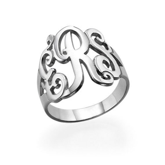 Sterling Silver Plated Monogram Custome Ring by MyMonogramShoppe