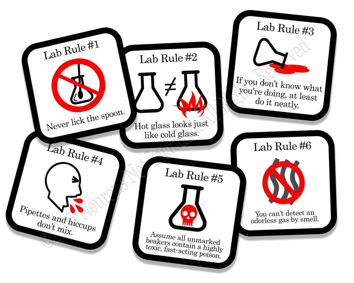 Lab Rules Science Coaster Set 6 Piece Set