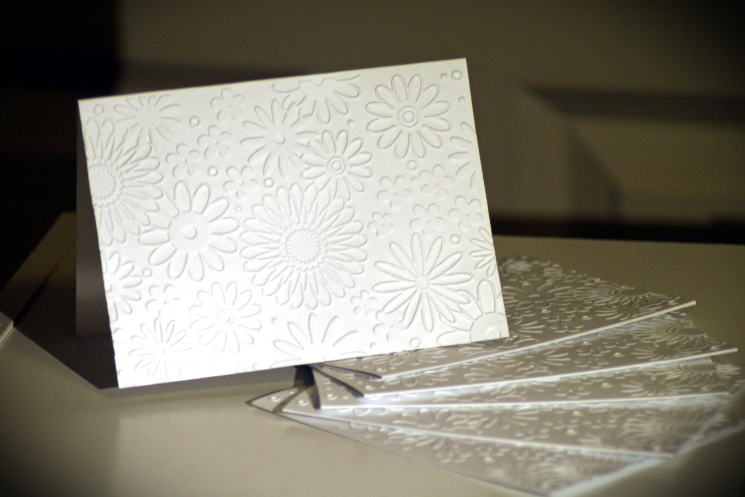 Embossed floral note cards/envelopes 6 by MelsHoneybeeCrafts