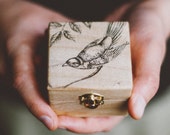 READY TO SHIP - Small wooden engagement box "My Little Bird"- Natural wood, handmade, bohemian, rustic, wedding decor, engagement, bird