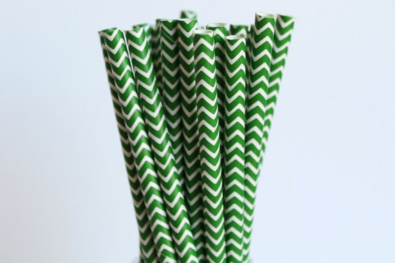 Green Chevron Paper Straws-Green Straws-Chevron Straws-Party Straws-Zigzag Straws-Wedding Straws-Emerald Green Straws-Mason Jar Straws Il_570xn