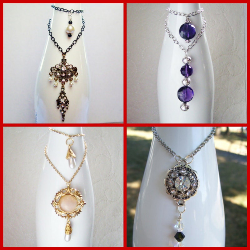 DIY Tutorial Wine Bottle Jewelry Necklace Decor Instant