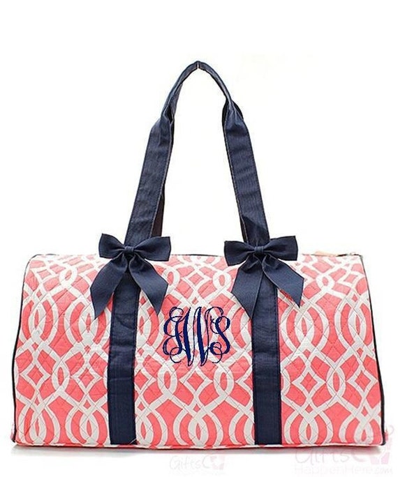 Personalized Duffle Bag Quilted Ivy Moroccan Coral Orange Monogrammed ...