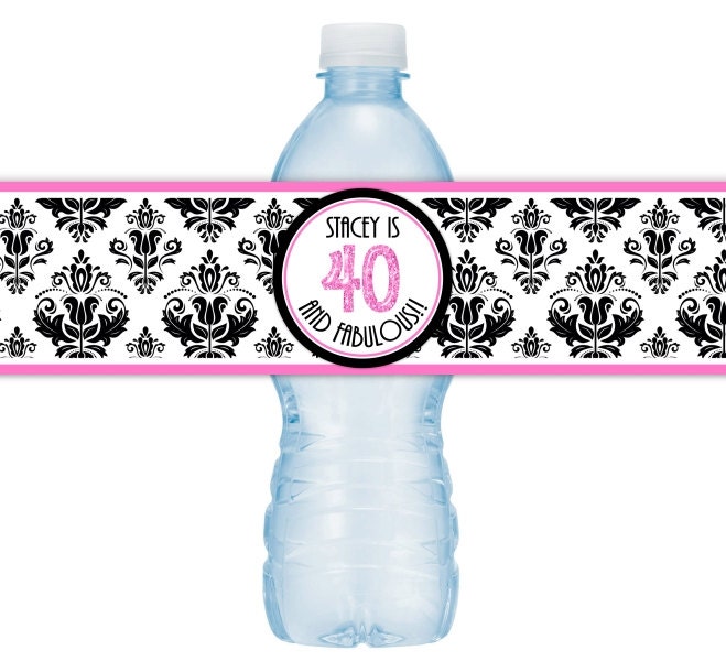 40th birthday printable water bottle labels custom 40th