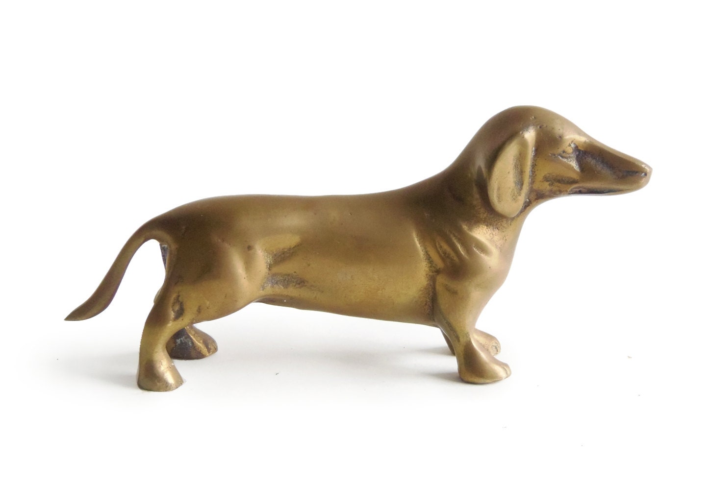 Vintage brass dachshund teckel dog figurine