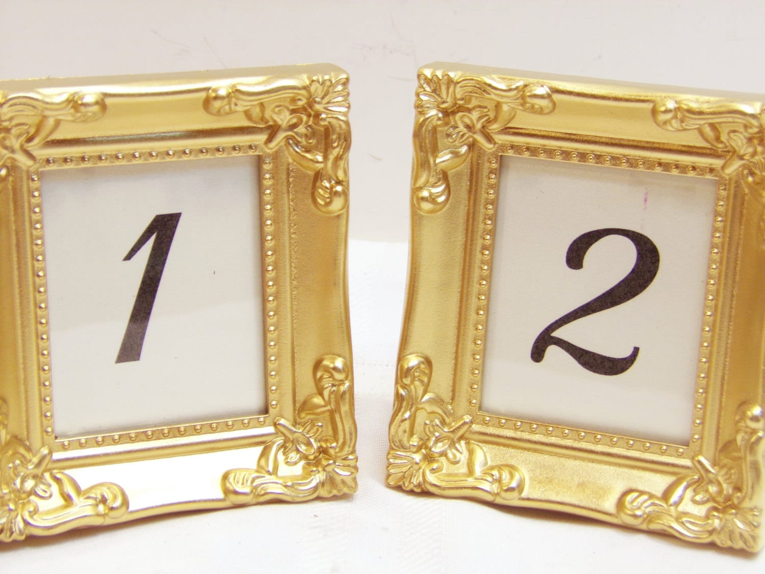 2-ornate-wedding-frames-table-numbers-victorian-shabby-vintage