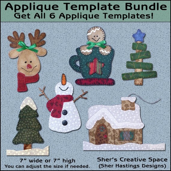 Christmas Applique Template Bundle Vol 2 Snowman Applique