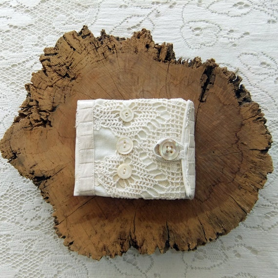 Handmade Needle Book Made From Vintage Linens and Lace