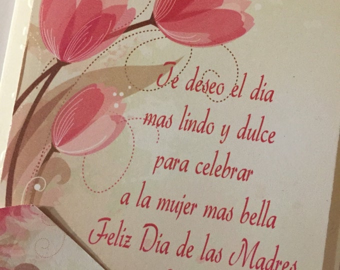 Embossed Spanish Mothers Day Card. Feliz Dia De las Madre con diseno Floral SOLD FOR CHARITY