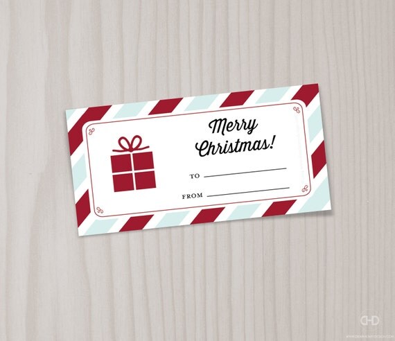 Present with Bow Gift Tags Blank Christmas Gift Tag Present