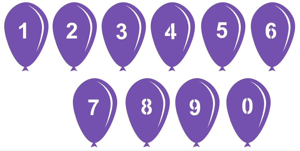 Download SVG Numbered Party balloons 0 9 Silhouette DIGITAL download