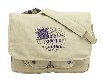 Once Upon A Time Messenger Bag, Embroidered Canvas Messenger Bag