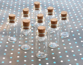 20 Mini glass bottles with corks 12x31mm