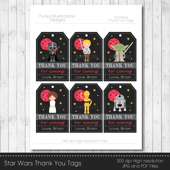 Star Wars Thank You Tags Thank you note Thank by funkymushrooms