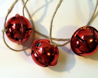 Garland with Sleigh Bells and Twine, Christmas Decoration, Tree, Mantle ...