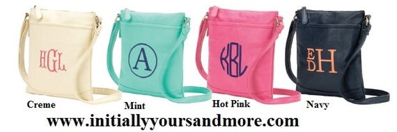 Items Similar To Monogrammed Cross Body Purse Leather Like Material On Etsy 3902