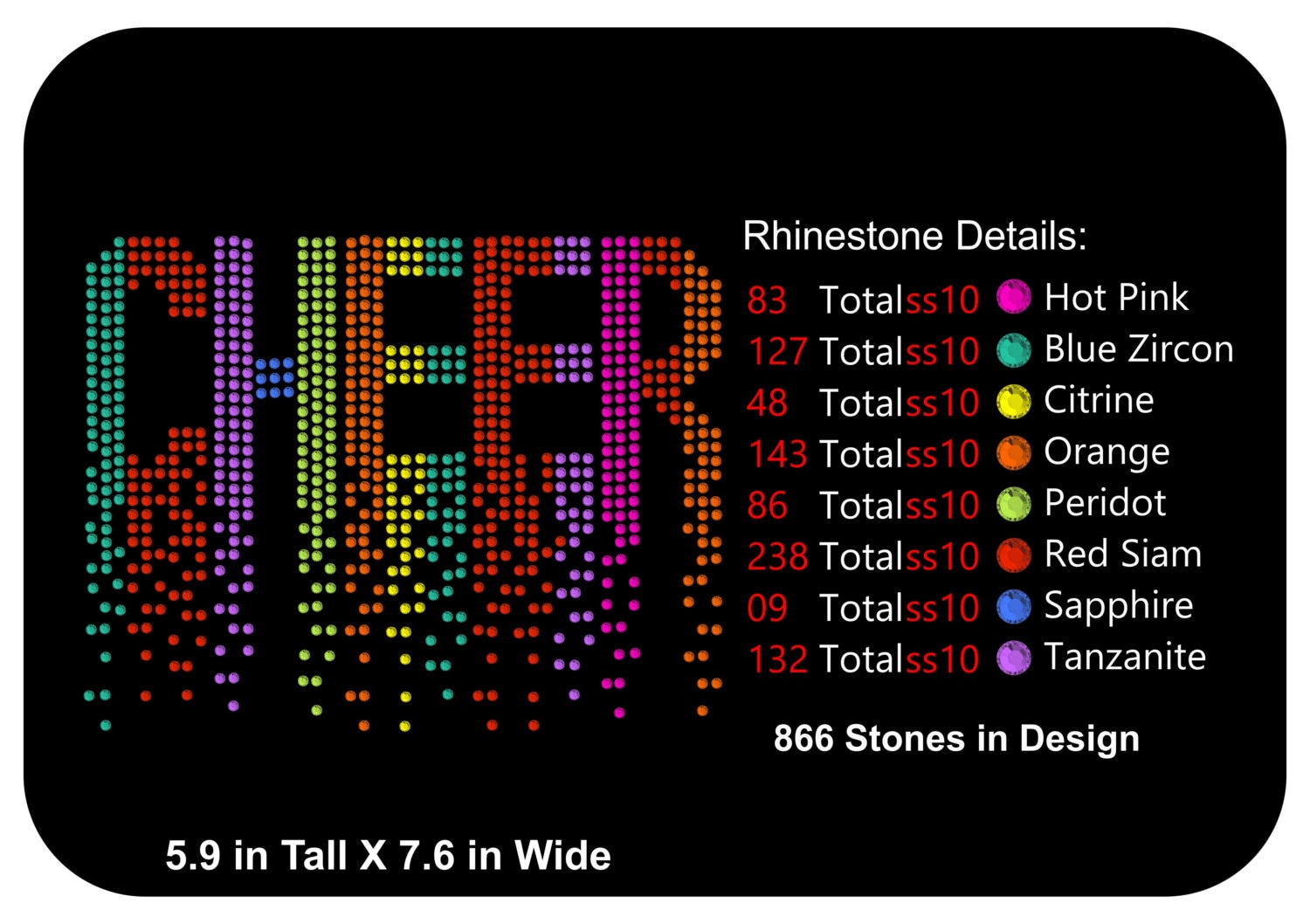 Rhinestone Transfer Template Pattern Cheerleading/Bling
