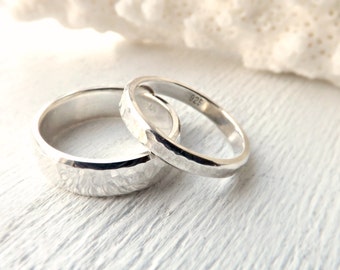 silver wedding bands rustic wedding rings silver matching ring set his and hers - Wedding Rings Silver silver wedding bands rustic wedding rings silver matching ring set his and hers - Wedding Rings Silver