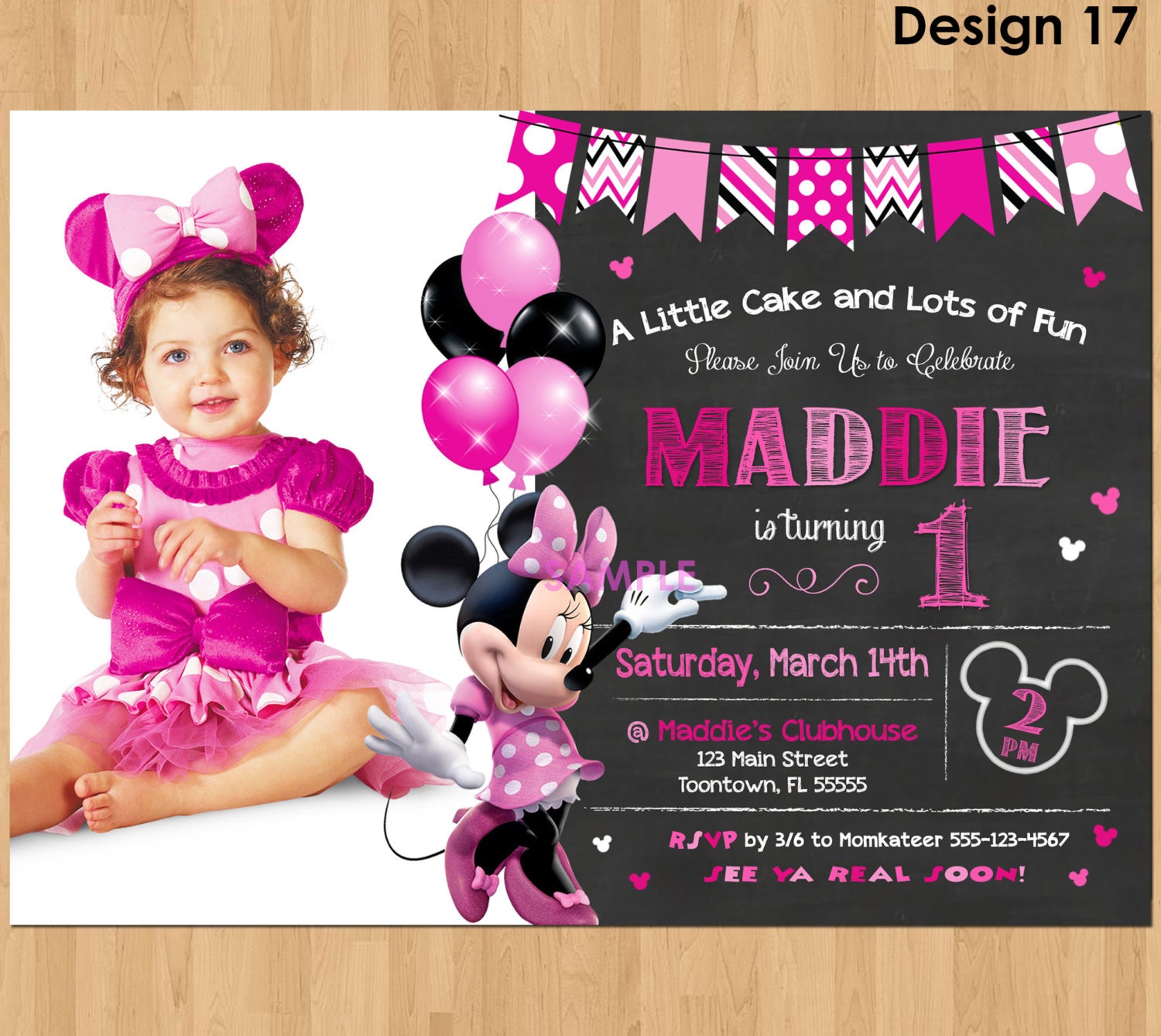 Minnie Mouse 1St Birthday Invitations Templates