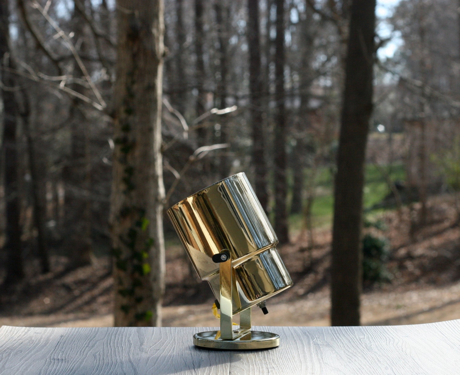 Vintage Gold Can Floor Light Spotlight / Brassy by theretrobeehive