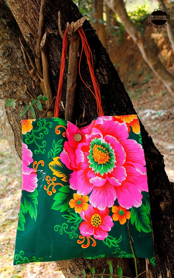 Floral Fabric Bag Floral Tote Floral Weekend Bag Floral